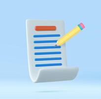 3d Copywriting, writing icon. Document concept vector