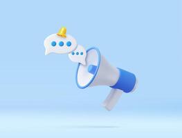 3D Cartoon Megaphone with Bell notification. vector