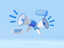 3d Megaphone with messages icon. vector