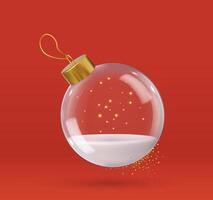 3d Realistic hanging glass christmas balls vector