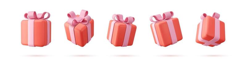 Set of Realistic gifts boxes isolated on a white background vector