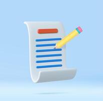 3d Copywriting, writing icon. Document concept vector