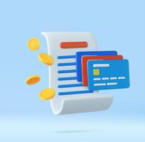 3D bill payment with credit card vector