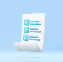 3d White paper task management todo check list vector