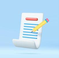3d Copywriting, writing icon. Document concept vector