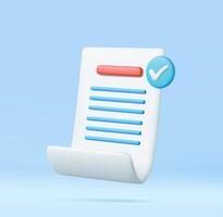 3d White paper task management todo check list vector