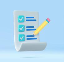 3d paper task management todo check list vector