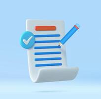 3d White paper task management todo check list vector