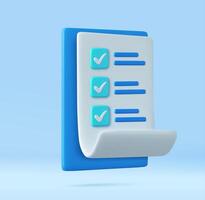 3d White paper task management todo check list vector