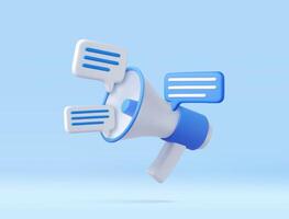 3d Megaphone with messages icon. vector