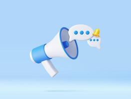 3D Cartoon Megaphone with Bell notification. vector