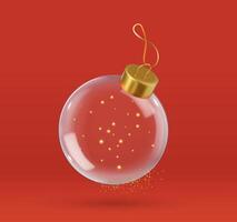 3d Realistic hanging glass christmas balls vector