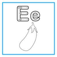 tracing alphabet trace eggplant illustration vector