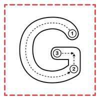 alphabet tracing g illustration vector