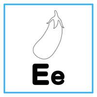 tracing eggplant alphabet e illustration vector