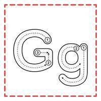 alphabet tracing g and g illustration vector