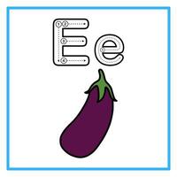 tracing alphabet flat eggplant illustration vector