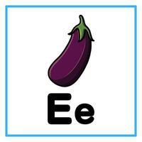 fresh eggplant alphabet e illustration vector