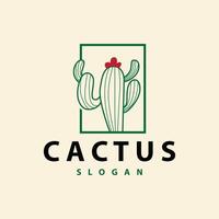 Cactus logo desert green plant design elegant style symbol Icon Illustration vector