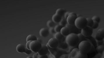 Futuristic abstract 3D render animation slow motion moving organic liquid orbs alpha matte aqua black dark background metaballs blobs particles bubbles molecules flow wallpaper presentation backdrop video