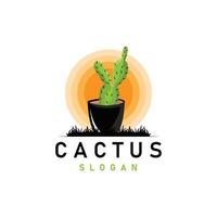 cactus logo Desierto verde planta diseño elegante estilo símbolo icono ilustración vector