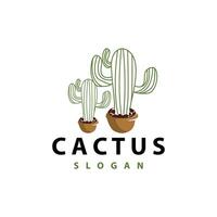 Cactus logo desert green plant design elegant style symbol Icon Illustration vector