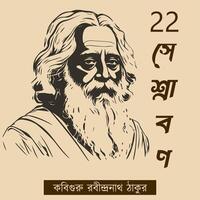 22 Shey Srabon, Rabindranath Tagore, Srabon, Rabindranath, social media post design vector