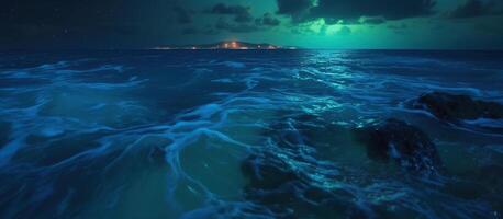 Bio luminescent ocean.AI generated Image photo
