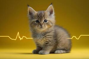 Veterinary concept ,pulse, cat's heartbeat. Generative AI. photo