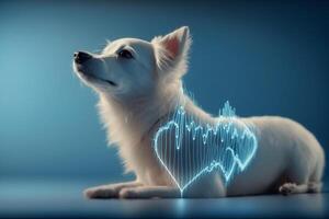 Veterinary concept ,pulse, dog's heartbeat. Generative AI. photo