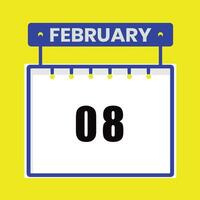 February 08 Calendar Daily Icon Date-Month design vector