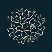 hand drawn flat design simple flower outline, one-colour element for clothing design. vector