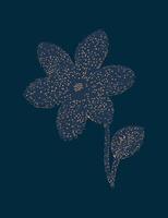 hand drawn flat design simple flower outline, one-colour element for clothing design. vector