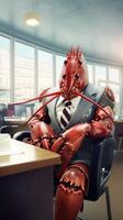 Lobster in a Business Suit in a SeaThemed Office AI Generated photo