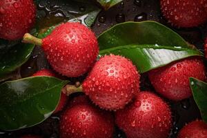The fresh lychee background is adorned with sparkli photo
