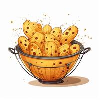 Food Turnercolander 2d cartoon illustraton on white backgr photo