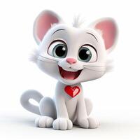 sonriente gato con ojos del corazón 2d dibujos animados ilustracion en pizca foto