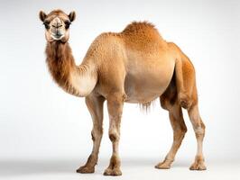 Camel isolated on a white background. Camelus dromedarius. 3D illustration. Studio. AI Generative photo