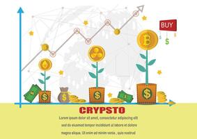 el firmar o símbolo de bitcoin.criptomoneda con y otoño grafico para bitcoin.blockchain tecnologías, bitcoins, altcoins, finanzas digital dinero mercado, vector bandera y digital criptomoneda concepto.