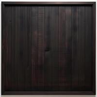 Square wooden panel dark walnut slats black metal. Wooden backgruond. High quality. AI Generative photo