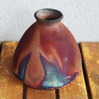 Raku ceramic pottery vase rainbow aurora textured pattern home decor piece from RAAQUU by Adil Ghani from Malaysia photo