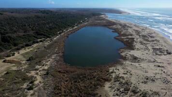 Marina di Vecchiano Pisa Tuscany Italy aerial view of the small lake video