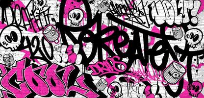 Graffiti background with throw-up, scribble and tagging in vibrant colors. Abstract graffiti in vector illustrations.