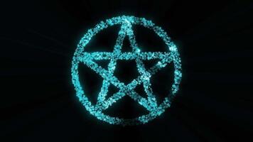 pentacle symbole animation.le célèbre spirituel pentacle logo ou symbole animation sur foncé arrière-plan, mystique étoiles forme pentacle, boucle animation de pentacle logo abstrait mouvement conception video