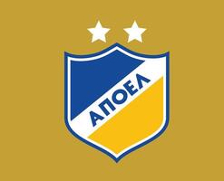 APOEL Nikosia Club Symbol Logo Cyprus League Football Abstract Design Vector Illustration With Brown Background