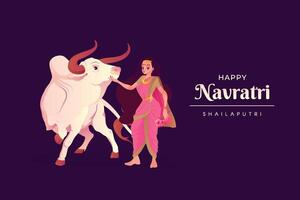 Navratri Concept Illustration, Goddess Shailaputri, Happy Navratri vector