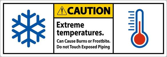 Caution Sign Extreme Temperatures, Can Cause Burns or Frostbite, Do not Touch Exposed Piping vector