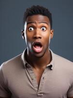 Young man with African features who appears to be shoched AI Generative photo