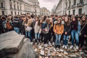 Beograd 10042017 Protest Studenti Protest protiv diktature, Generative AI photo