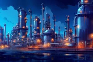 petrochemical industrial plant or oil refinery rafinery, Generative AI photo